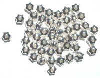 50 5x7mm Bright Silver Plated Puffed Star Spacer Beads